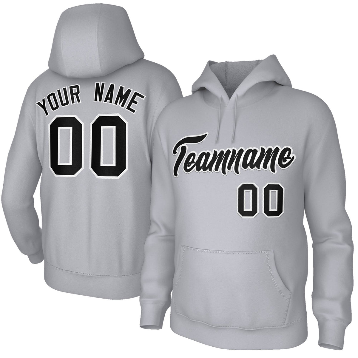 Custom Stitched Gray Black-White Classic Style Sweatshirt Pullover Hoodie| KXKSHOP