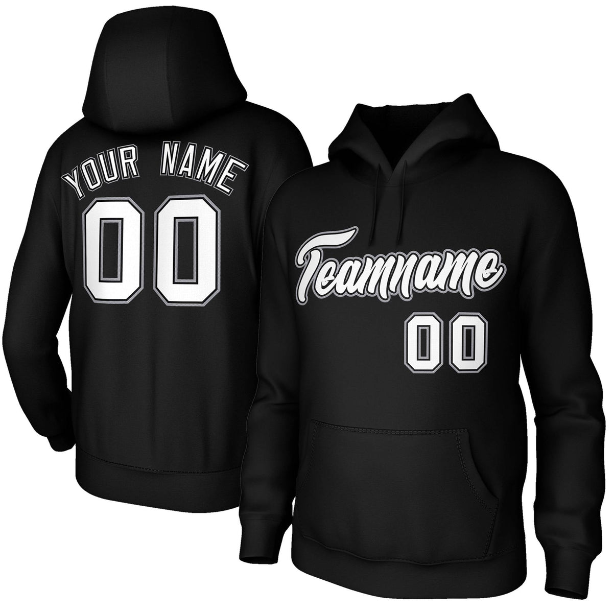 Custom Stitched Black White-Gray Classic Style Sweatshirt Pullover Hoodie| KXKSHOP