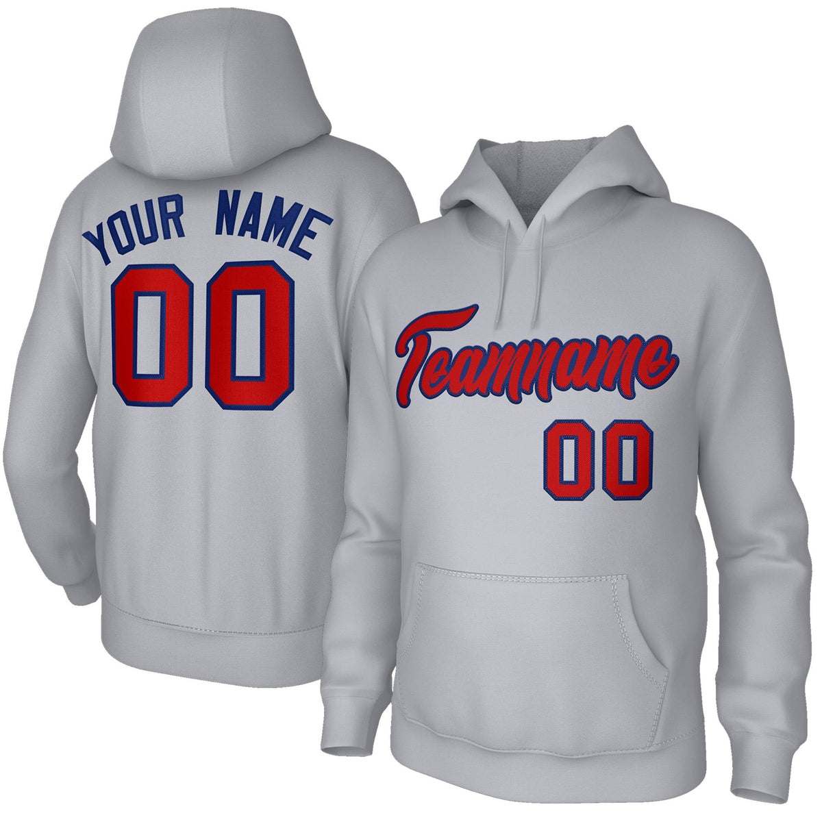 Custom Stitched Gray Red-Royal Classic Style Sweatshirt Pullover Hoodie| KXKSHOP