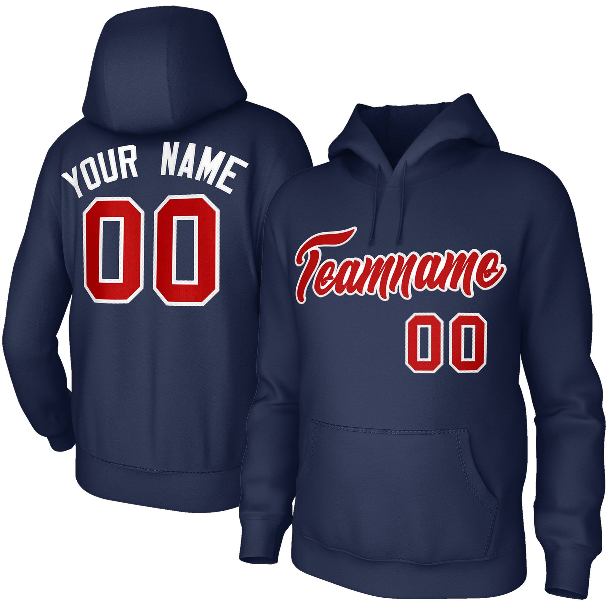 Custom Stitched Navy Red-White Classic Style Sweatshirt Pullover Hoodie| KXKSHOP