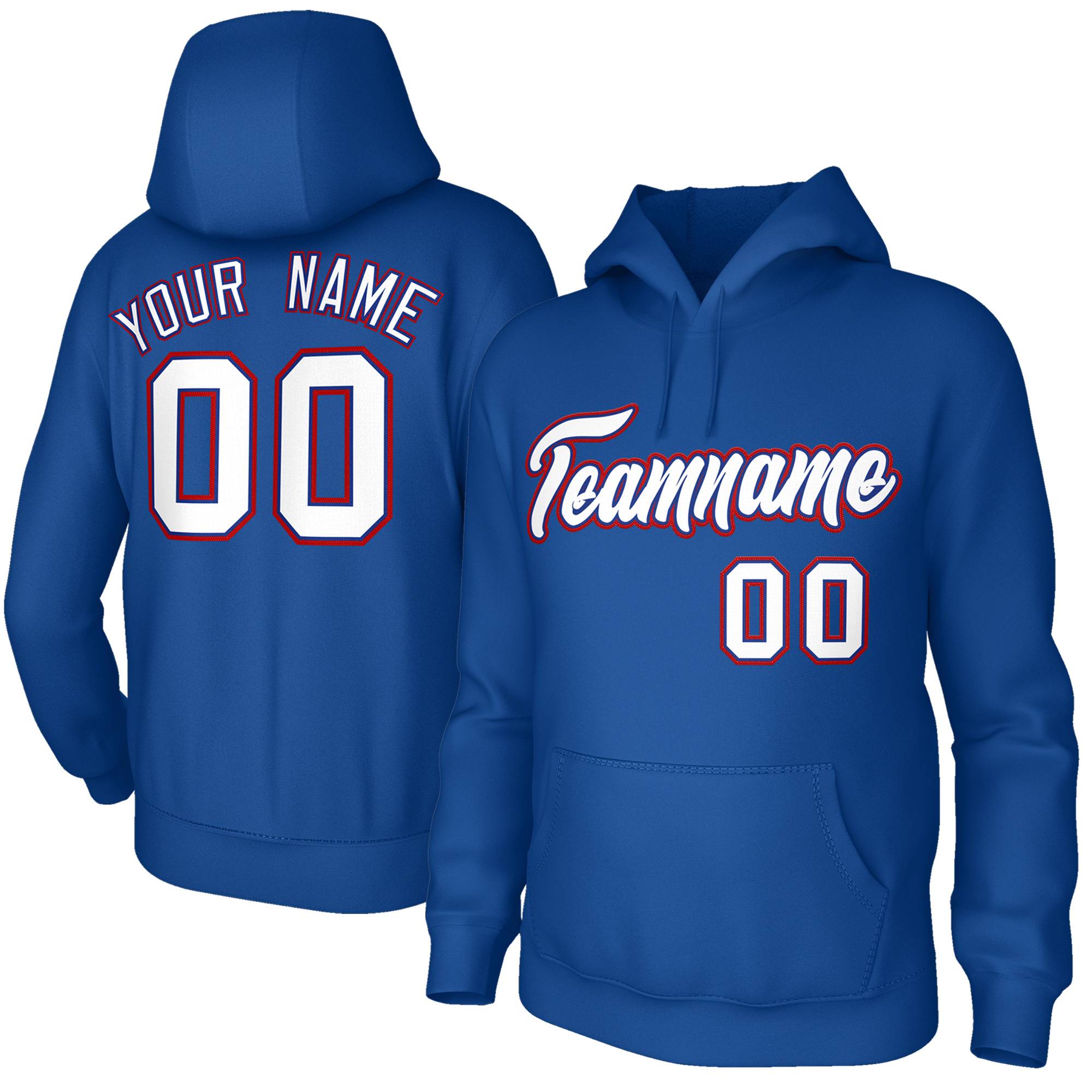 Custom Stitched Royal White-Red Classic Style Sweatshirt Pullover Hoodie| KXKSHOP