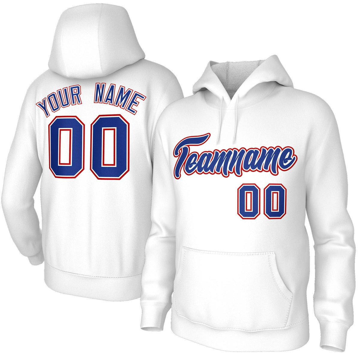 Custom Stitched White Royal-White Classic Style Sweatshirt Pullover Hoodie| KXKSHOP