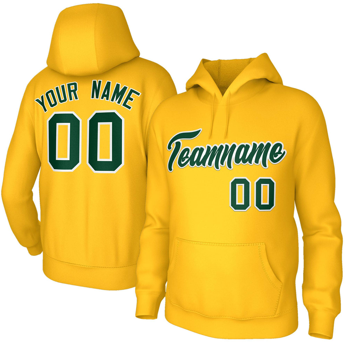 Custom Stitched Yellow Green-White Classic Style Sweatshirt Pullover Hoodie| KXKSHOP