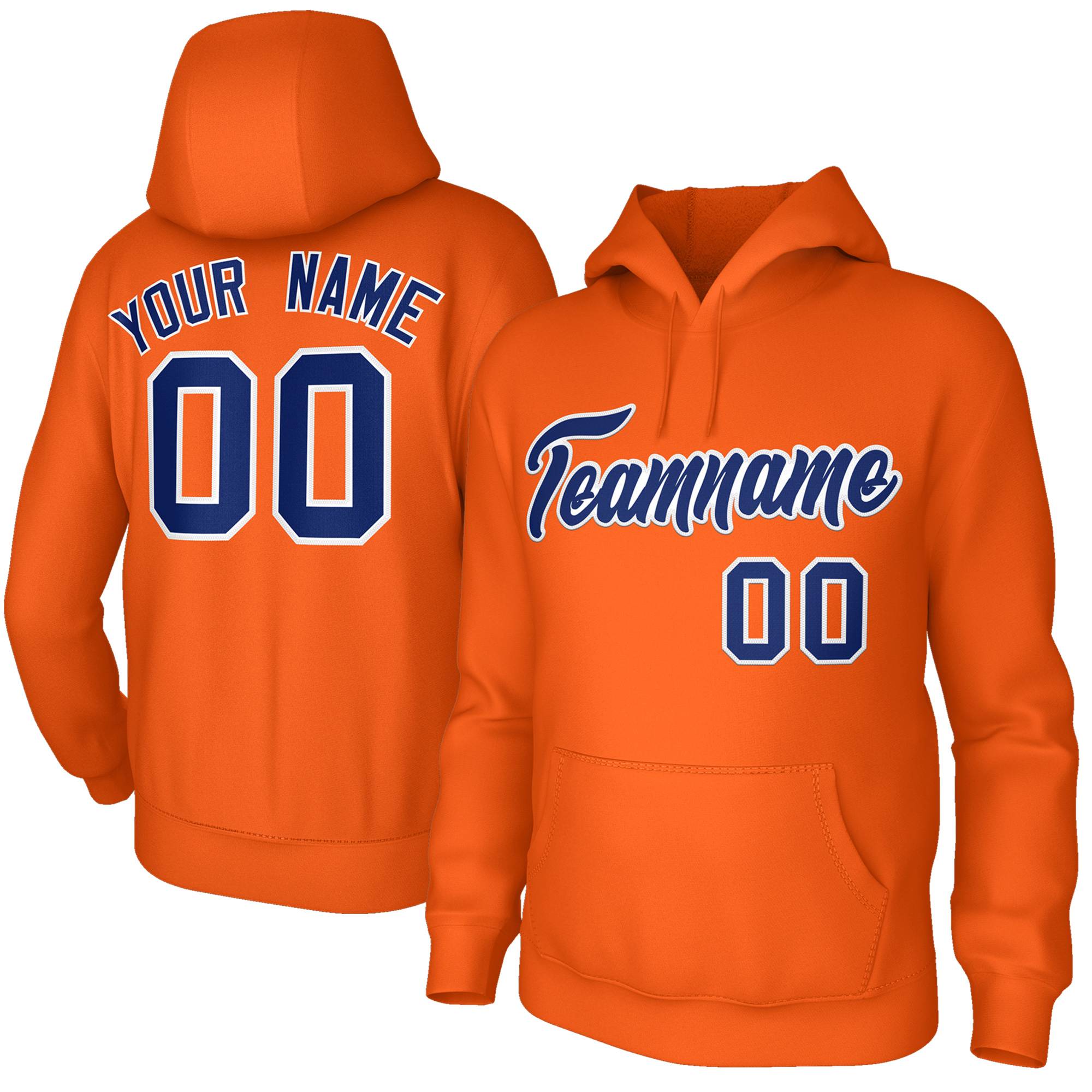 Custom Stitched Orange Royal-White Classic Style Sweatshirt Pullover Hoodie| KXKSHOP