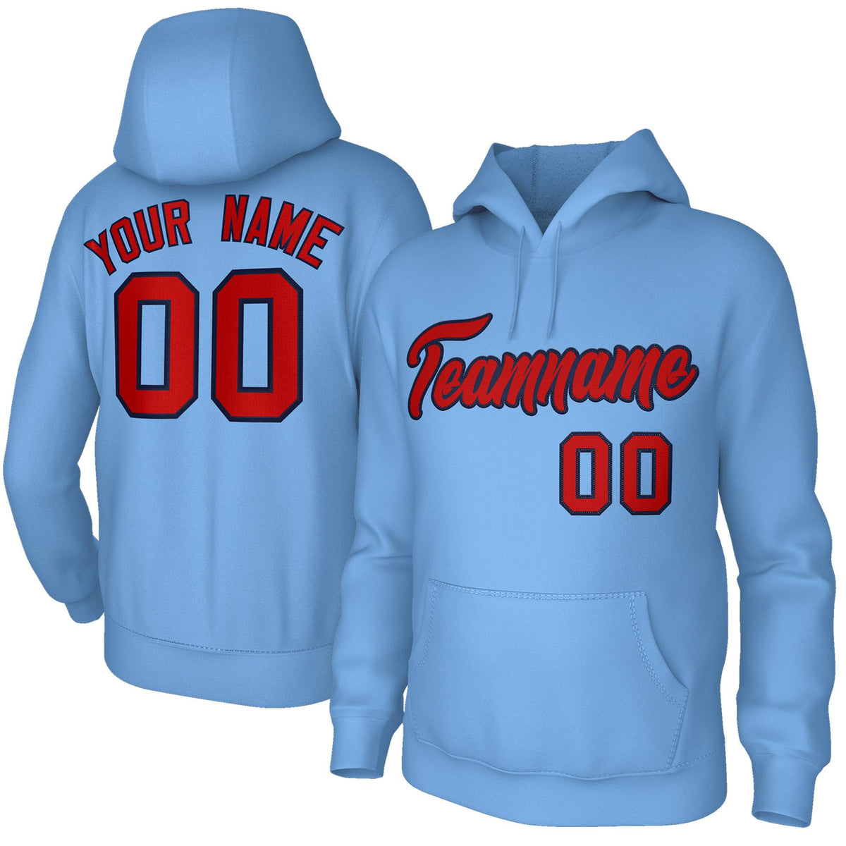 Custom Stitched Light Blue Red-Navy Classic Style Sweatshirt Pullover Hoodie| KXKSHOP