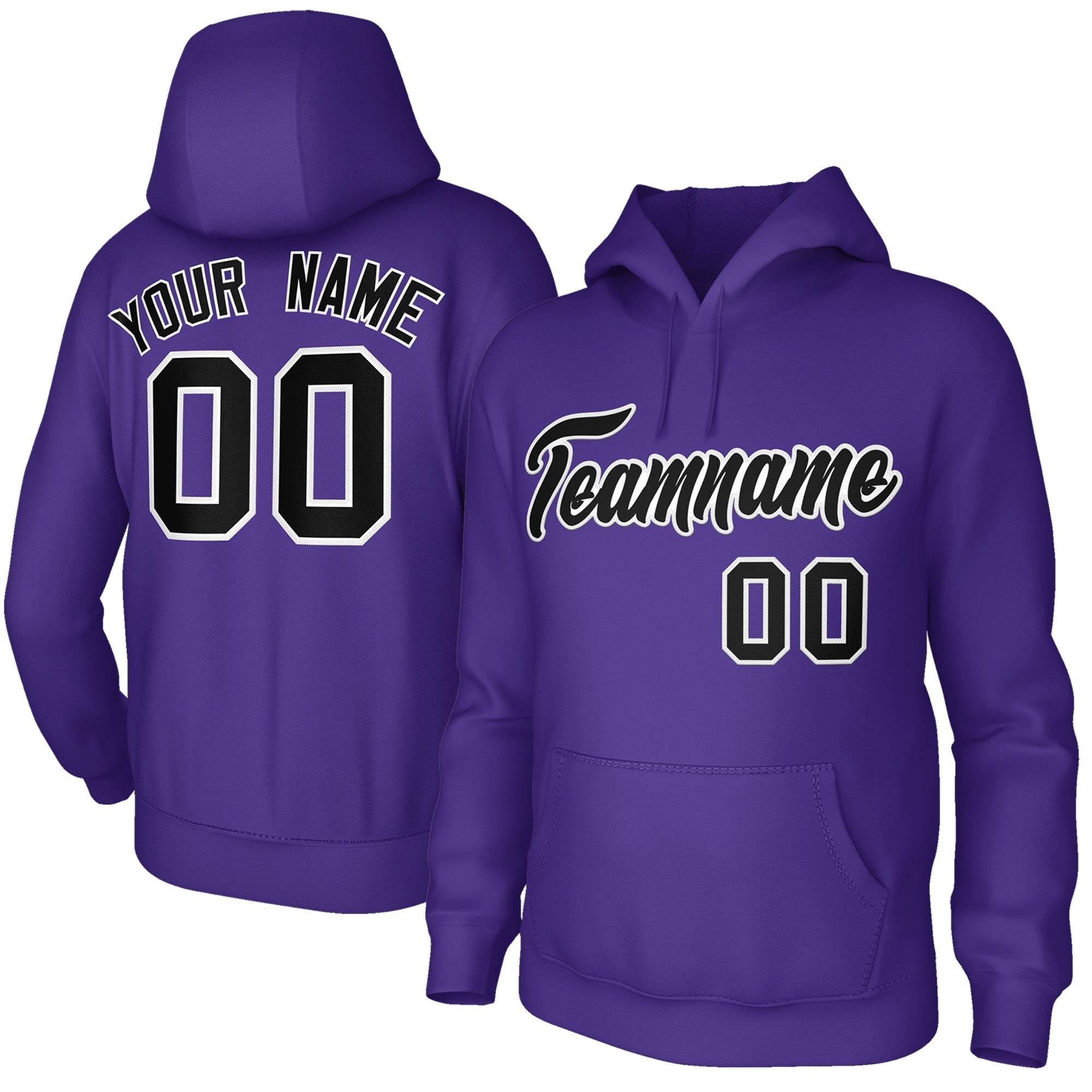 Custom Stitched Purple Black-White Classic Style Sweatshirt Pullover Hoodie| KXKSHOP
