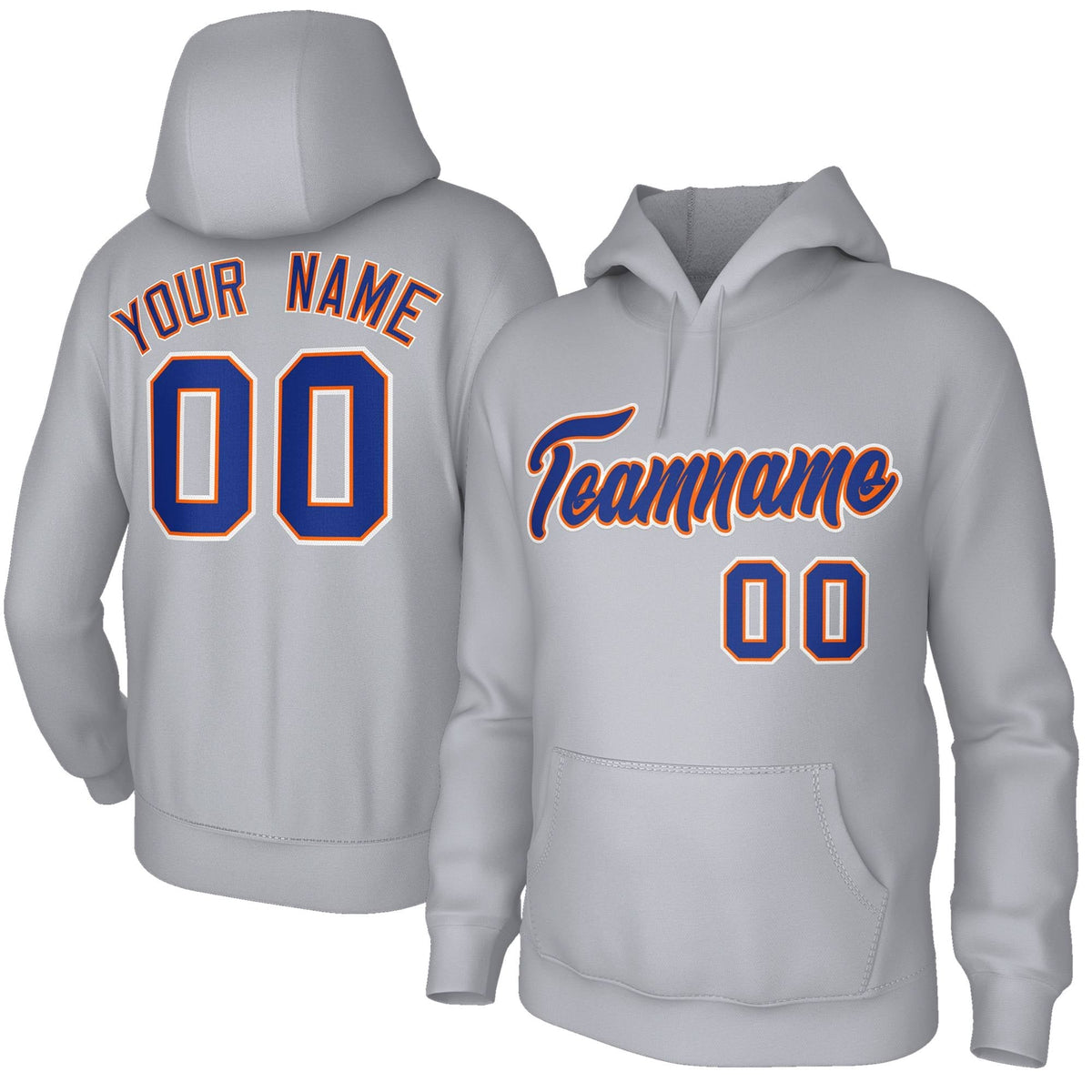 Custom Stitched Gray Royal-Orange Classic Style Sweatshirt Pullover Hoodie| KXKSHOP