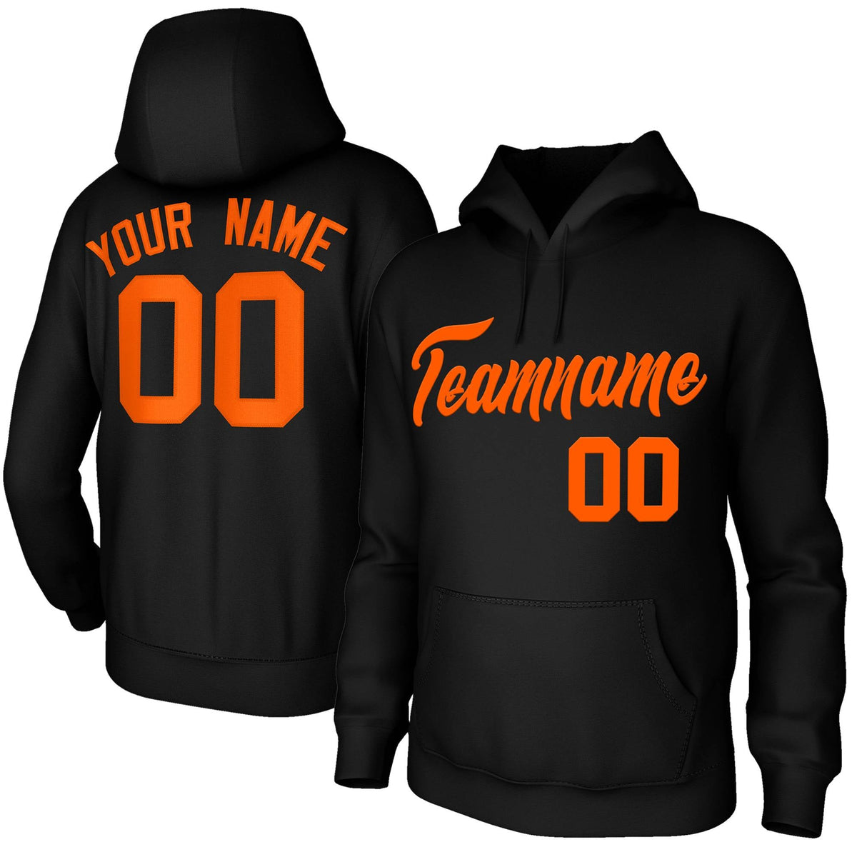 Custom Stitched Black Orange Classic Style Sweatshirt Pullover Hoodie| KXKSHOP