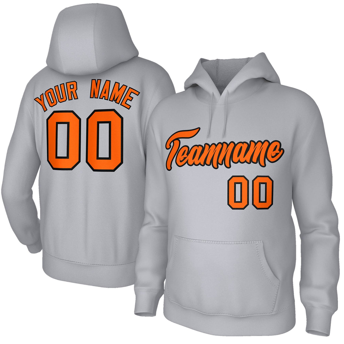 Custom Stitched Gray Orange-Black Classic Style Sweatshirt Pullover Hoodie| KXKSHOP
