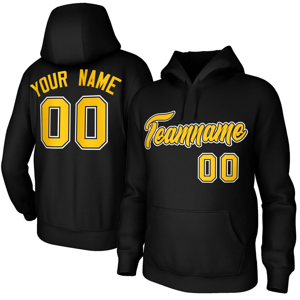 Custom Stitched Black Yellow-White Classic Style Sweatshirt Pullover Hoodie| KXKSHOP