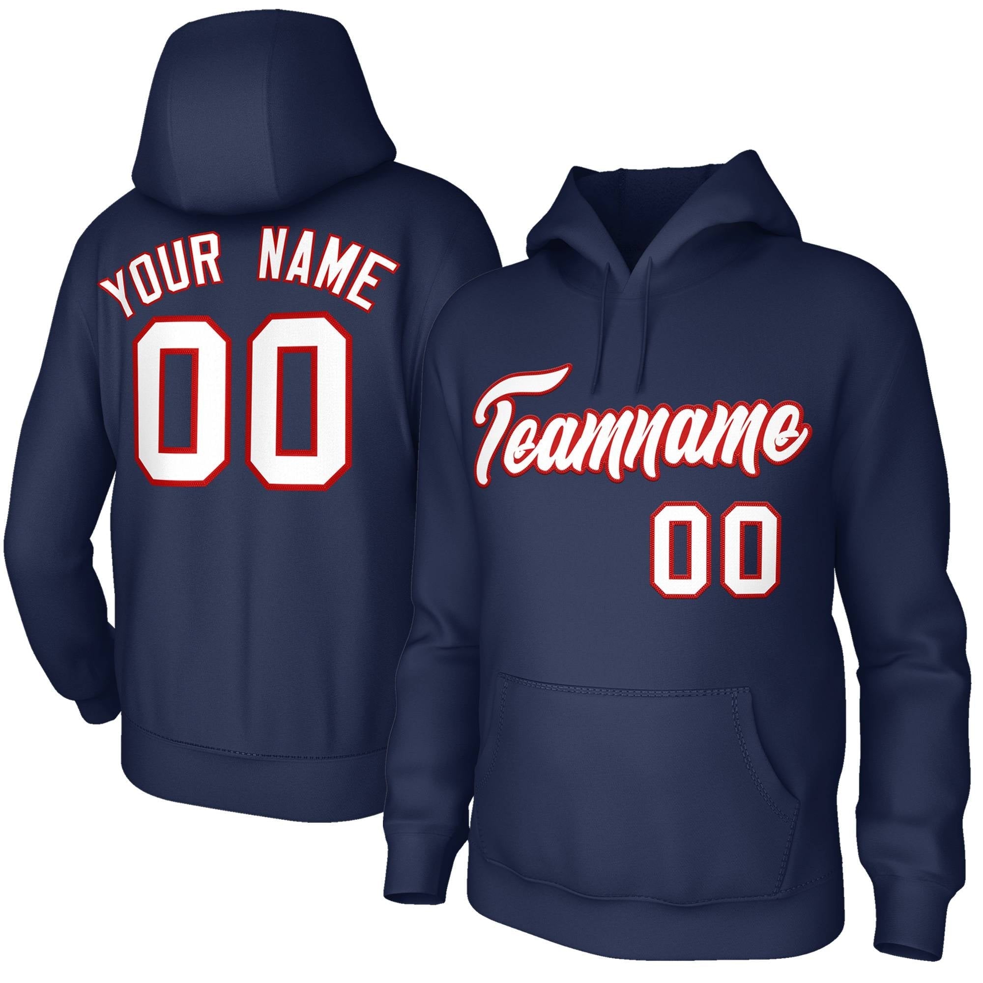 Custom Stitched Navy White-Red Classic Style Sweatshirt Pullover Hoodie| KXKSHOP
