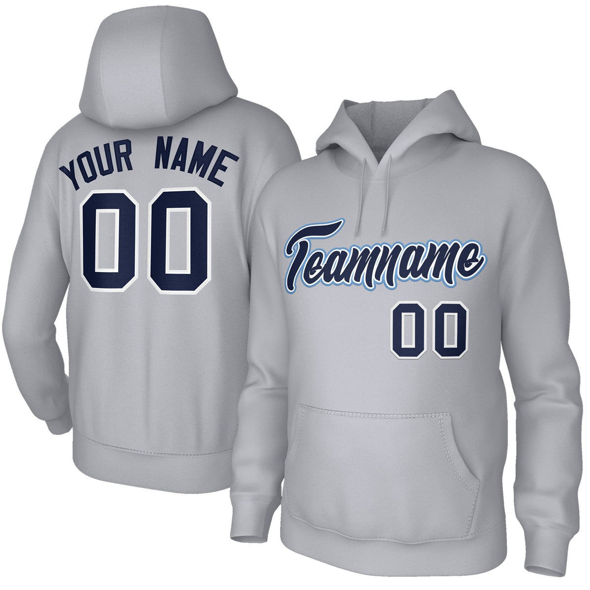 Custom Stitched Gray Navy-White Classic Style Sweatshirt Pullover Hoodie| KXKSHOP