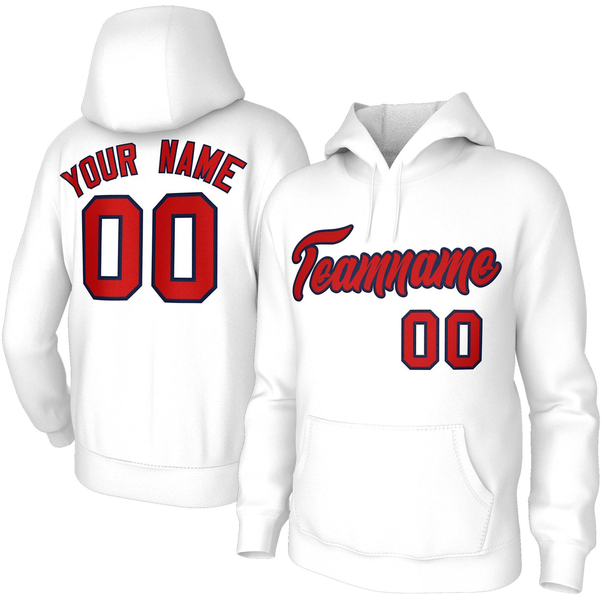 Custom Stitched White Red-Navy Classic Style Sweatshirt Pullover Hoodie| KXKSHOP
