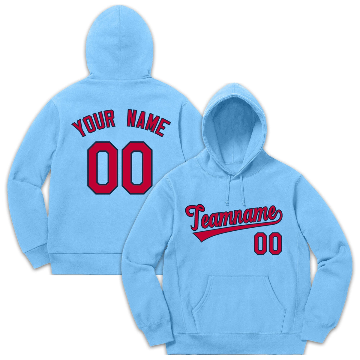 Custom Light Blue Red-Navy Classic Style Sweatshirt Fashion Hoodie Uniform| KXKSHOP