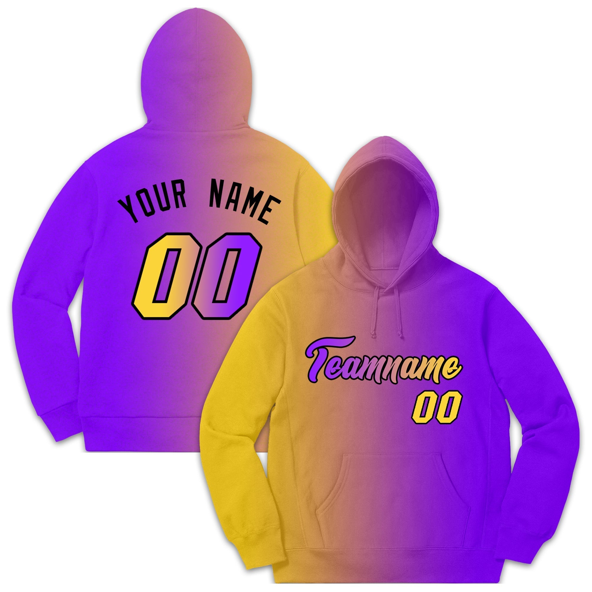 Custom Purple Yellow Gradient Fashion Casual Pullover Sweatshirt Hoodie| KXKSHOP