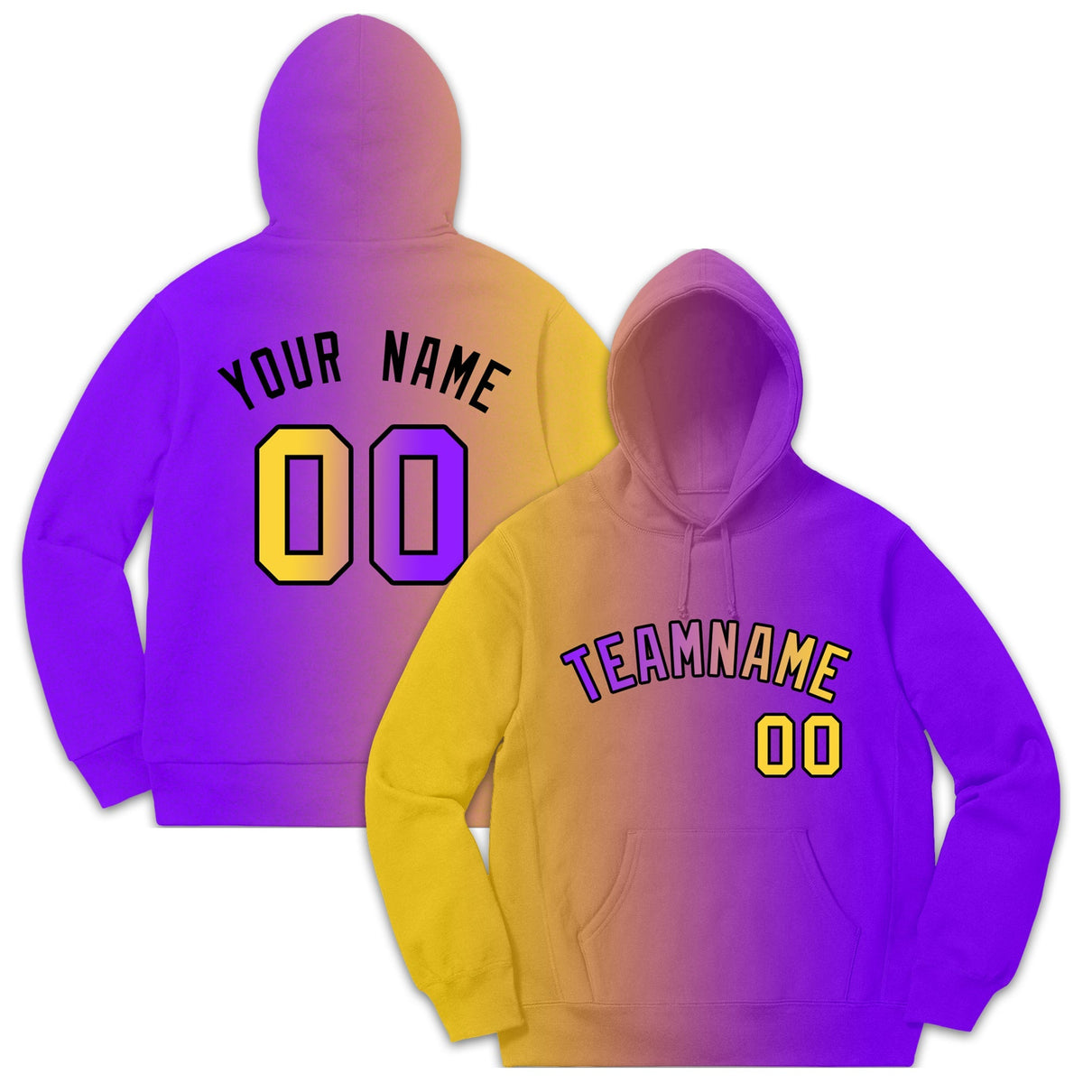 Custom Orange Purple Gradient Fashion Casual Pullover Sweatshirt Hoodie| KXKSHOP