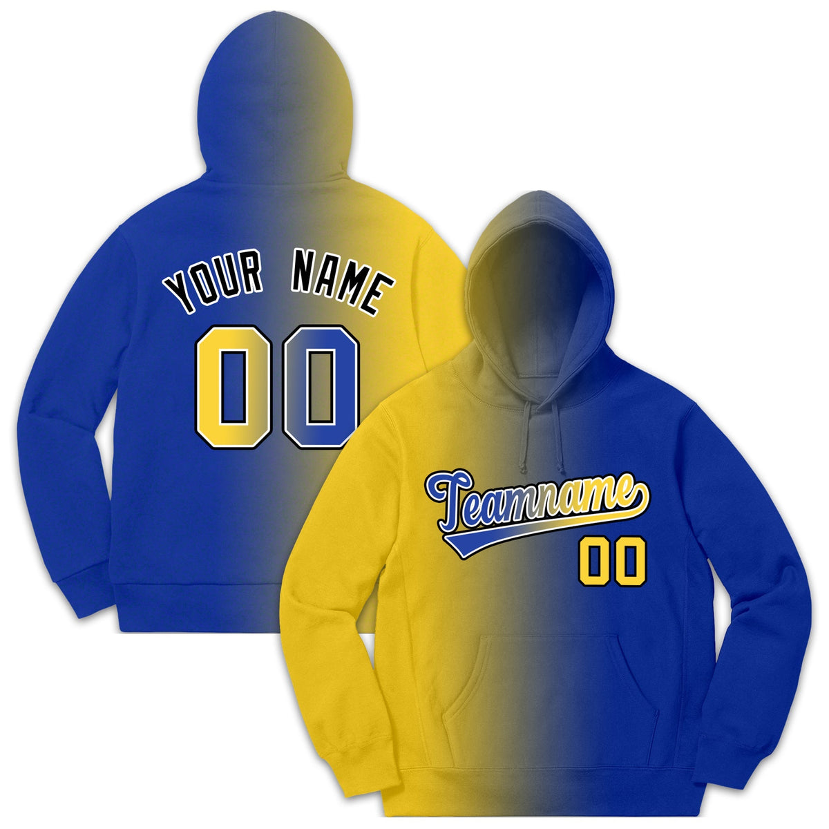 Custom Yellow Royal Gradient Fashion Casual Pullover Hoodie| KXKSHOP