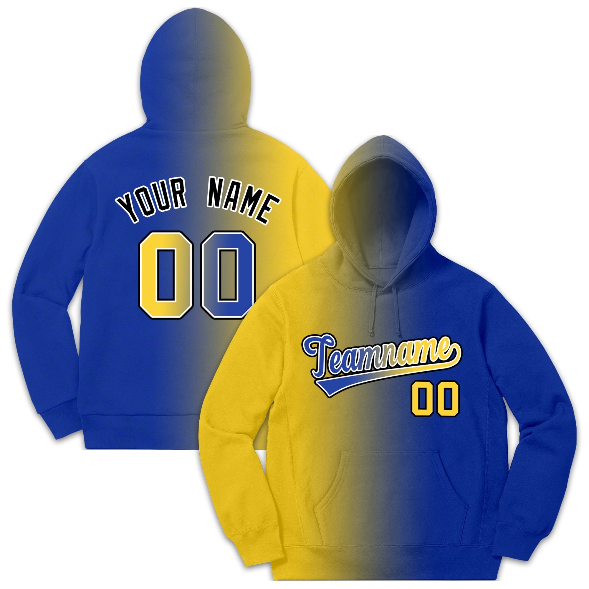 Custom Yellow Royal Gradient Fashion Casual Pullover Hoodie| KXKSHOP