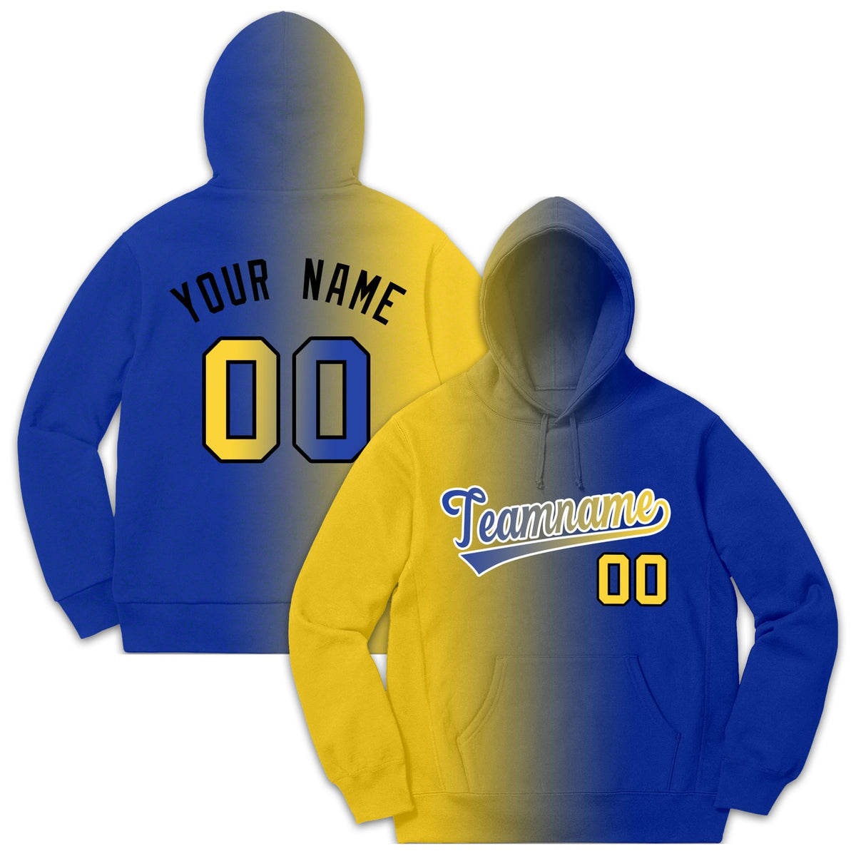 Custom Yellow Royal Gradient FashionCasual Pullover Hoodie| KXKSHOP