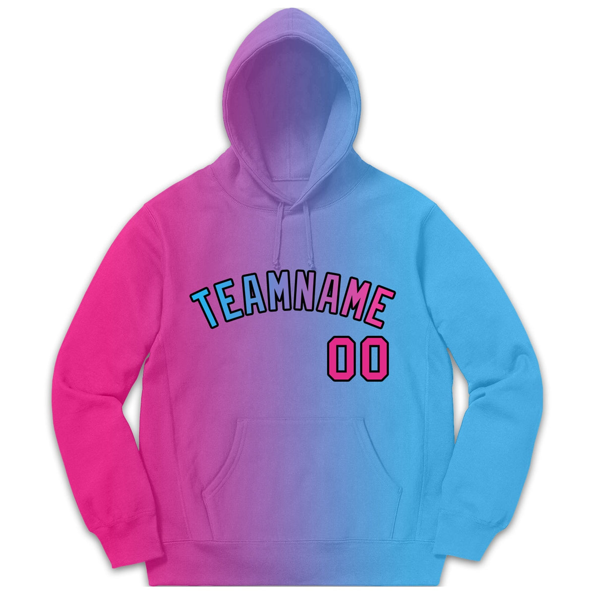 Custom Pink Light Blue Gradient Fashion Casual Pullover Sweatshirt Hoodie| KXKSHOP
