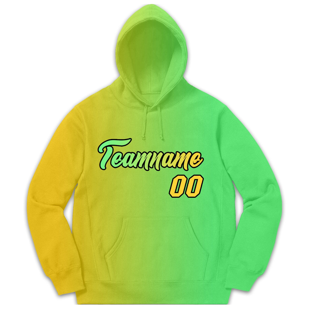 Custom Neon Green Yellow Gradient Fashion Casual Pullover Sweatshirt Hoodie| KXKSHOP