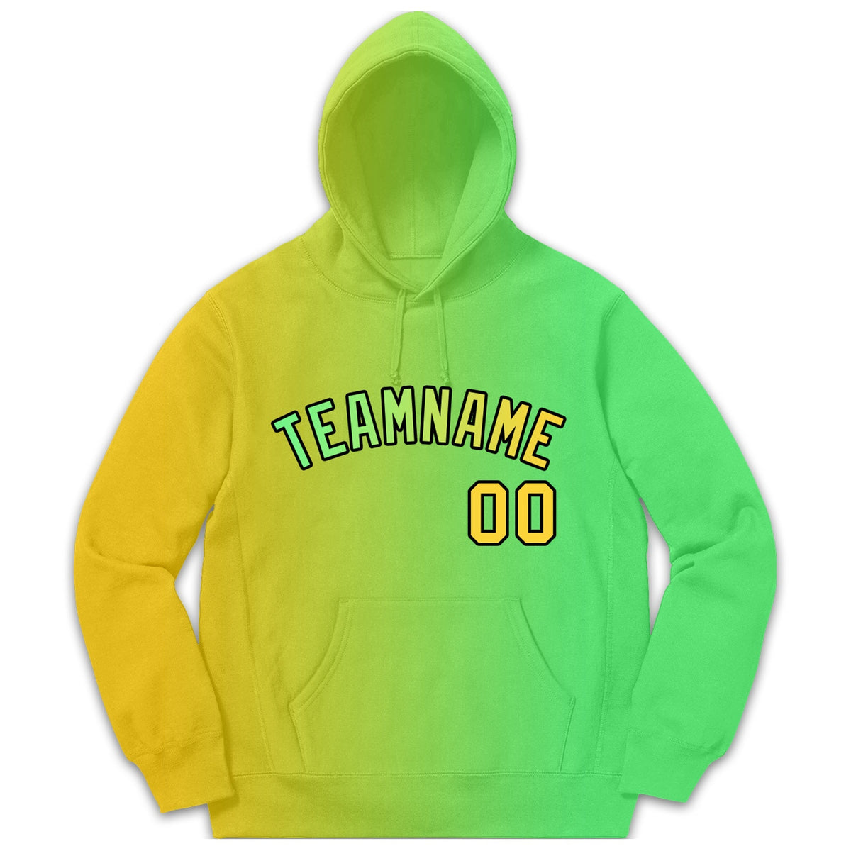 Custom Yellow Neon Green Gradient Fashion Casual Pullover Sweatshirt Hoodie| KXKSHOP