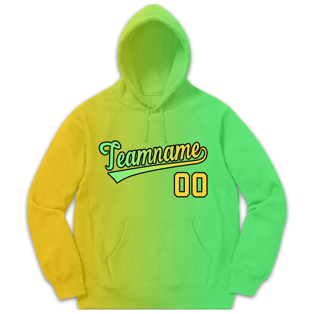Custom Yellow Neon Green Gradient Fashion Casual Pullover Sweatshirt Hoodie| KXKSHOP