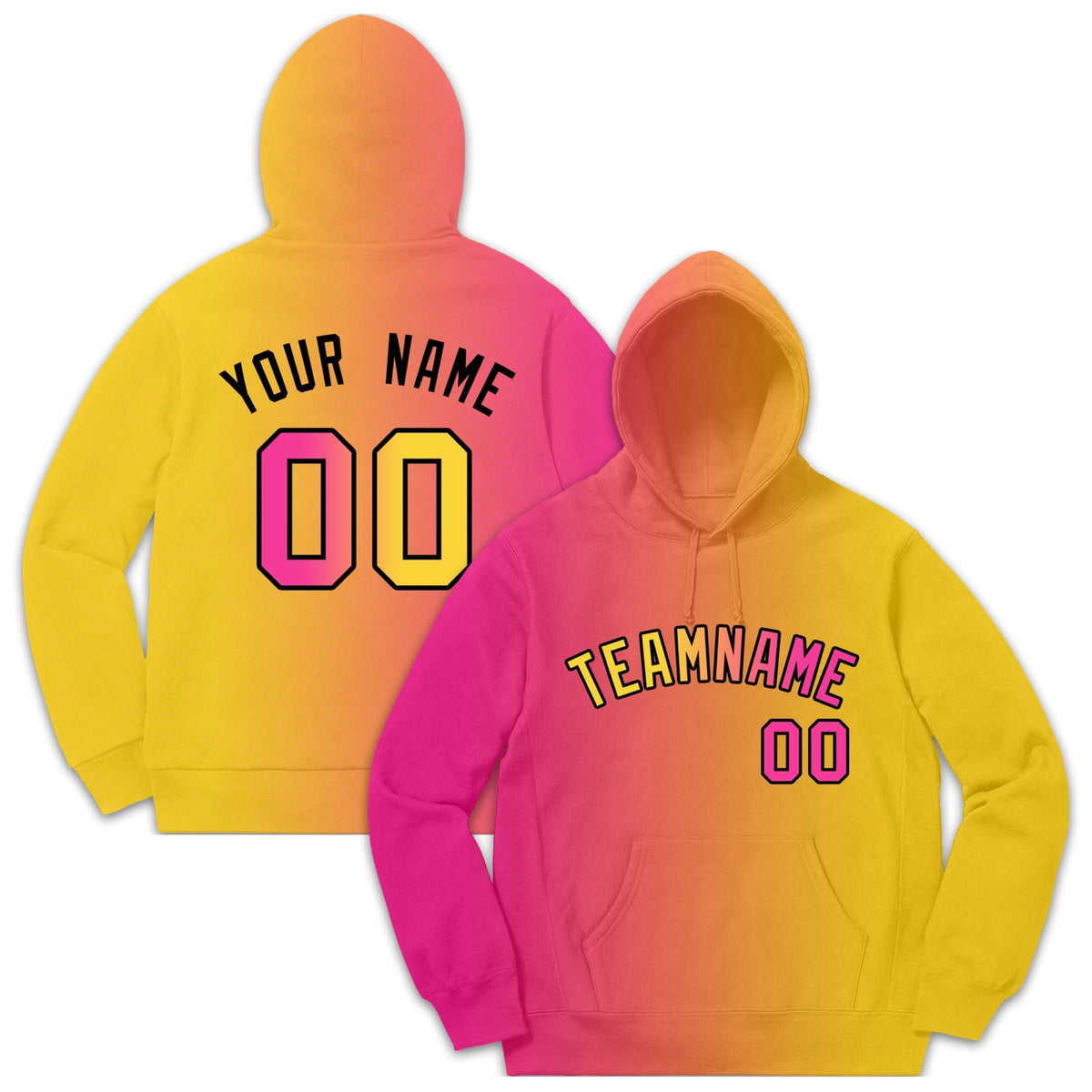 Custom Pink Orange Gradient Fashion Casual Pullover Sweatshirt Hoodie| KXKSHOP