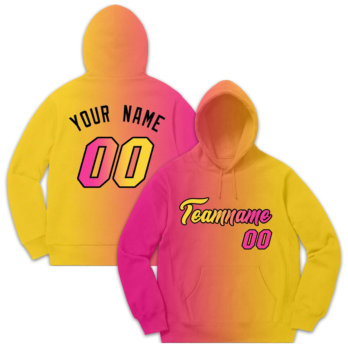 Custom Pink Yellow Gradient Fashion Casual Pullover Sweatshirt Hoodie| KXKSHOP