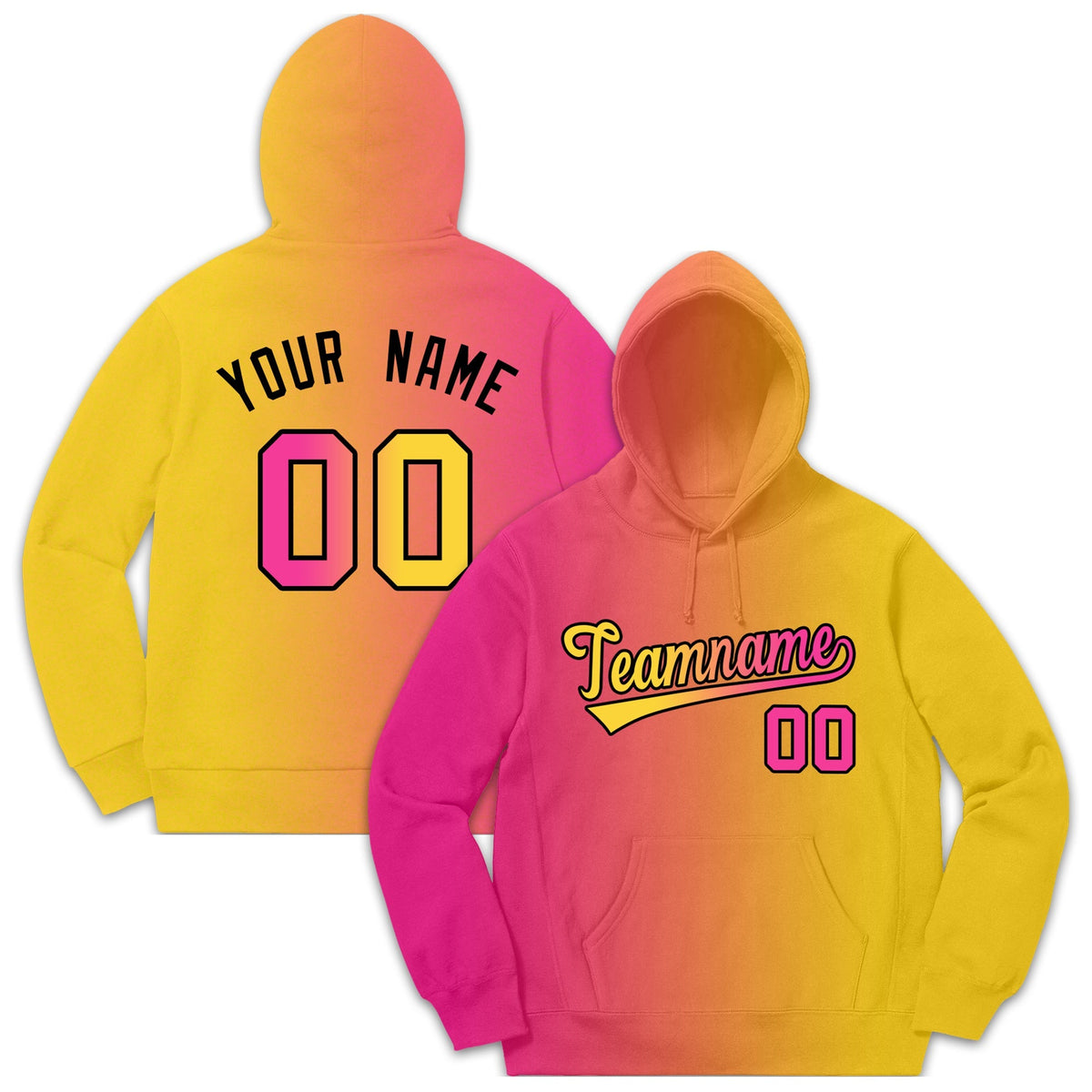 Custom Pink Orange Gradient Fashion Casual Pullover Sweatshirt Hoodie| KXKSHOP