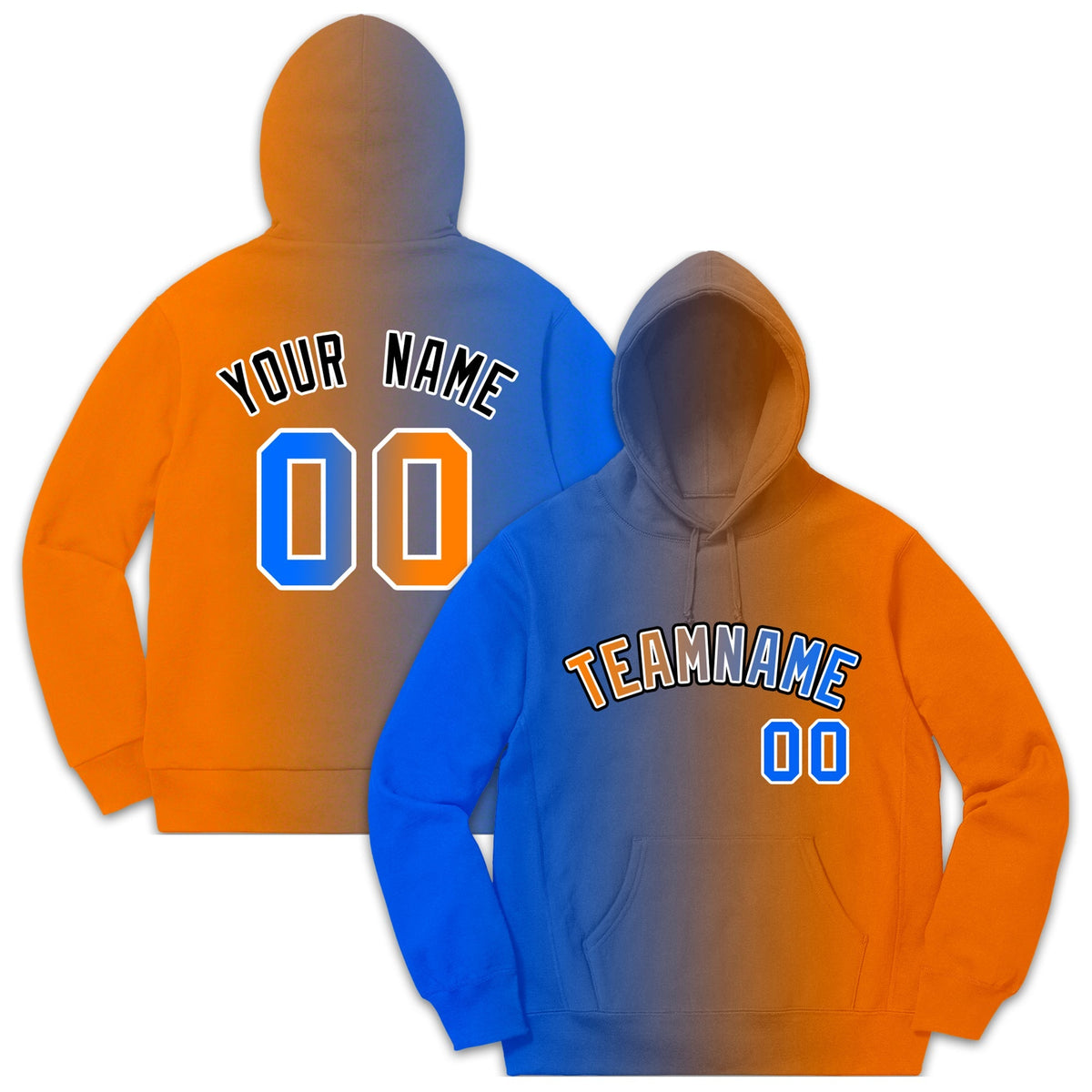 Custom Stitched Sportwear Royal Orange Gradient Fashion Casual Pullover Hoodie| KXKSHOP