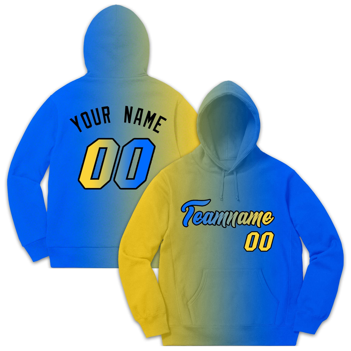 Custom Stitched Sportwear Yellow Royal Gradient Fashion Casual Pullover Hoodie| KXKSHOP