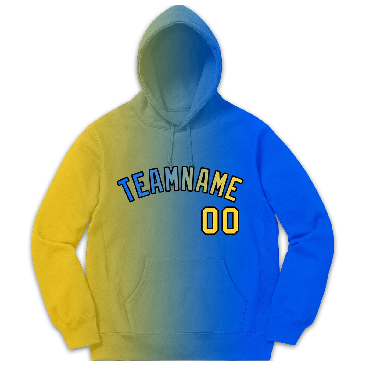 Custom Stitched Sportwear Royal Yellow Gradient Fashion Casual Pullover Hoodie| KXKSHOP