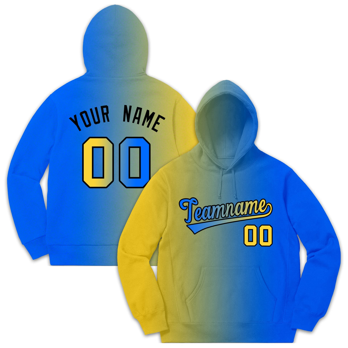 Custom Stitched Sportwear Royal Yellow Gradient Fashion Casual Pullover Hoodie| KXKSHOP