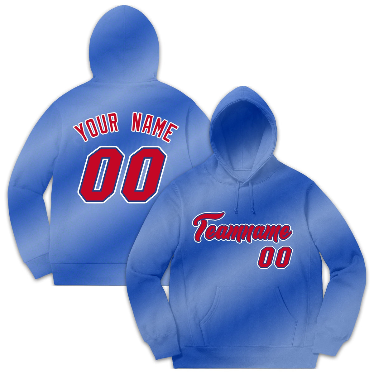 Custom Light Blue Gradient Fashion Casual Pullover Hoodie| KXKSHOP