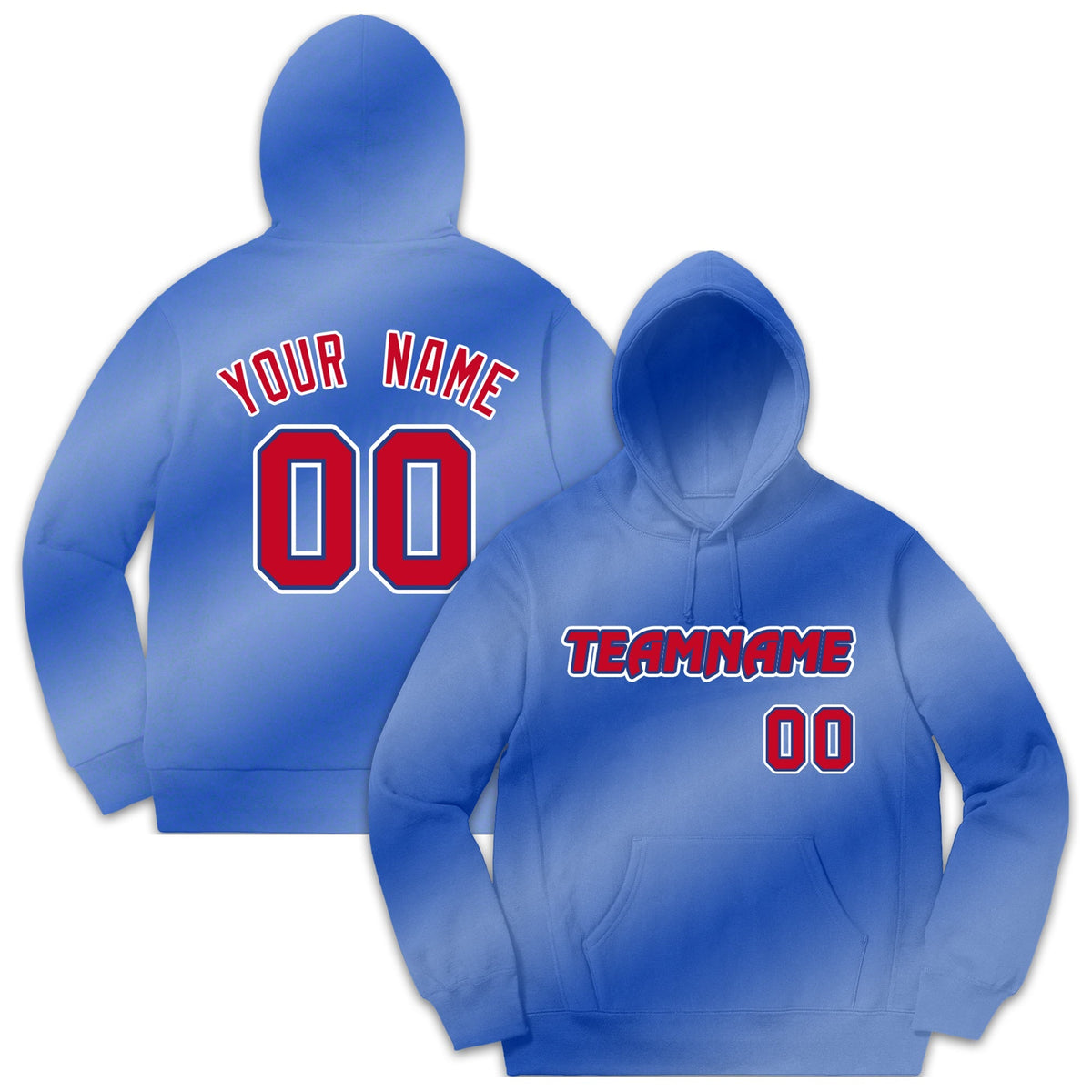 Custom Light Blue Gradient Fashion Casual Pullover Hoodie| KXKSHOP