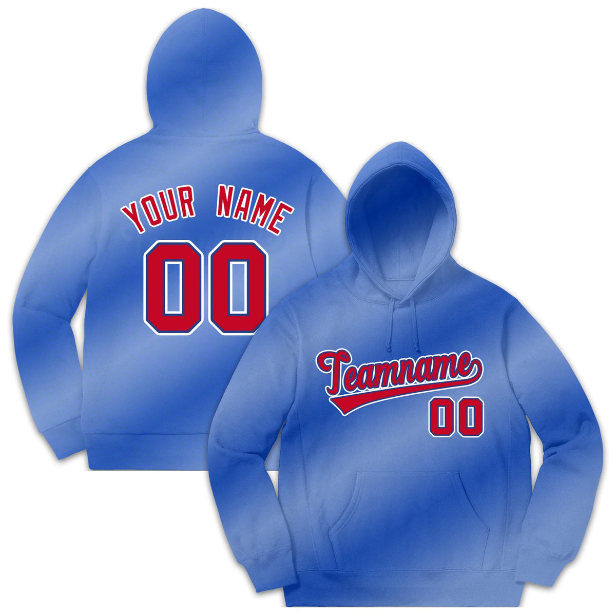 Custom Light Blue Gradient Fashion Casual Pullover Hoodie| KXKSHOP