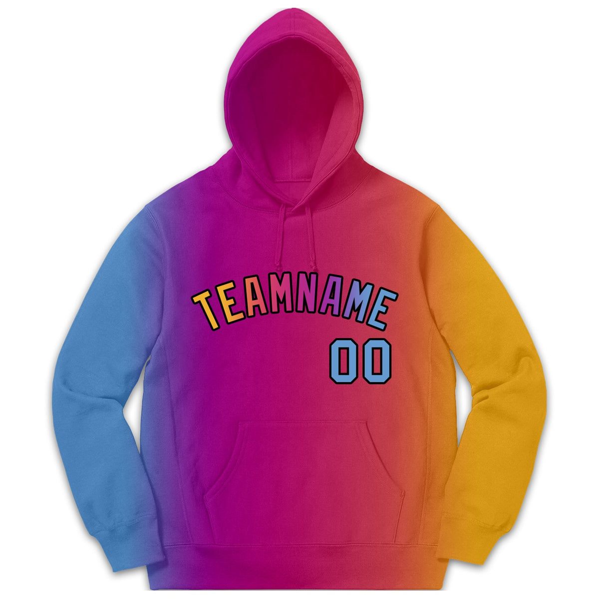Custom Lt Blue Pink-Orange Gradient Fashion Casual Pullover Hoodie| KXKSHOP