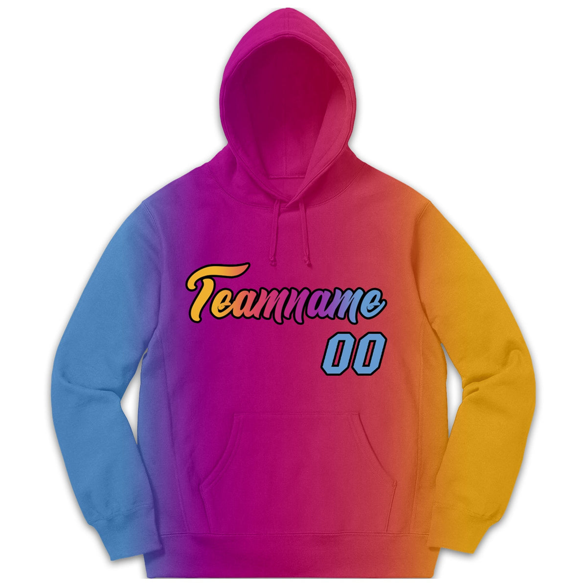 Custom Lt Blue Pink-Orange Gradient Fashion Casual Pullover Hoodie| KXKSHOP