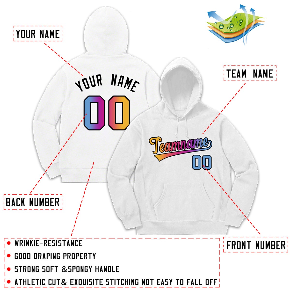 Custom White Classic Style Sweatshirt Fashion Hoodie Uniforms| KXKSHOP