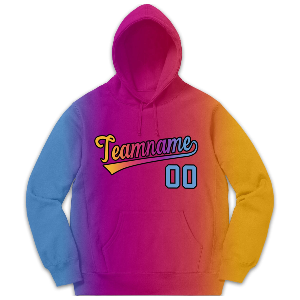 Custom Lt Blue Pink-Orange Gradient Fashion Casual Pullover Hoodie| KXKSHOP