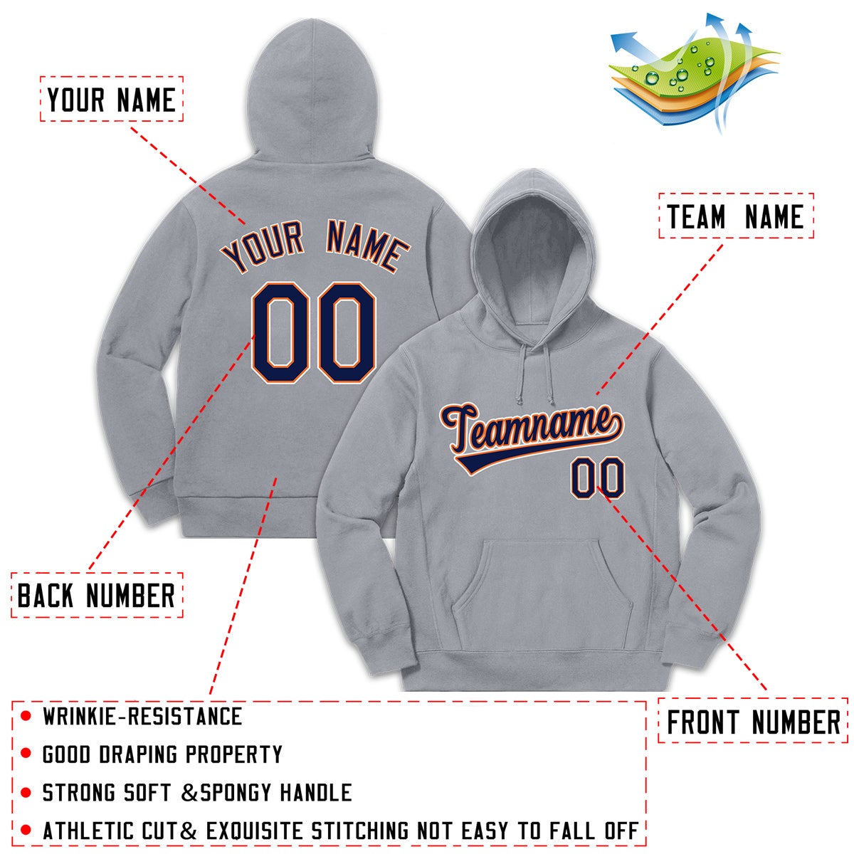 Custom Gray Royal-Orange Mens Classic Style Sweatshirt Fashion Hoodie Uniform| KXKSHOP