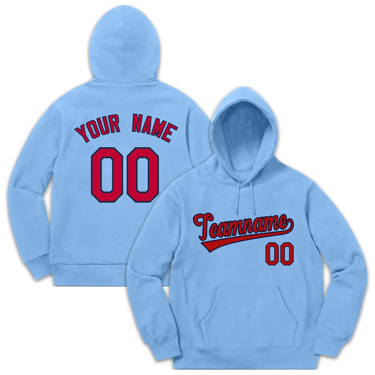 Custom Light Blue Red-Black Sport Classic Style Sweatshirt Fashion Hoodie Uniform| KXKSHOP