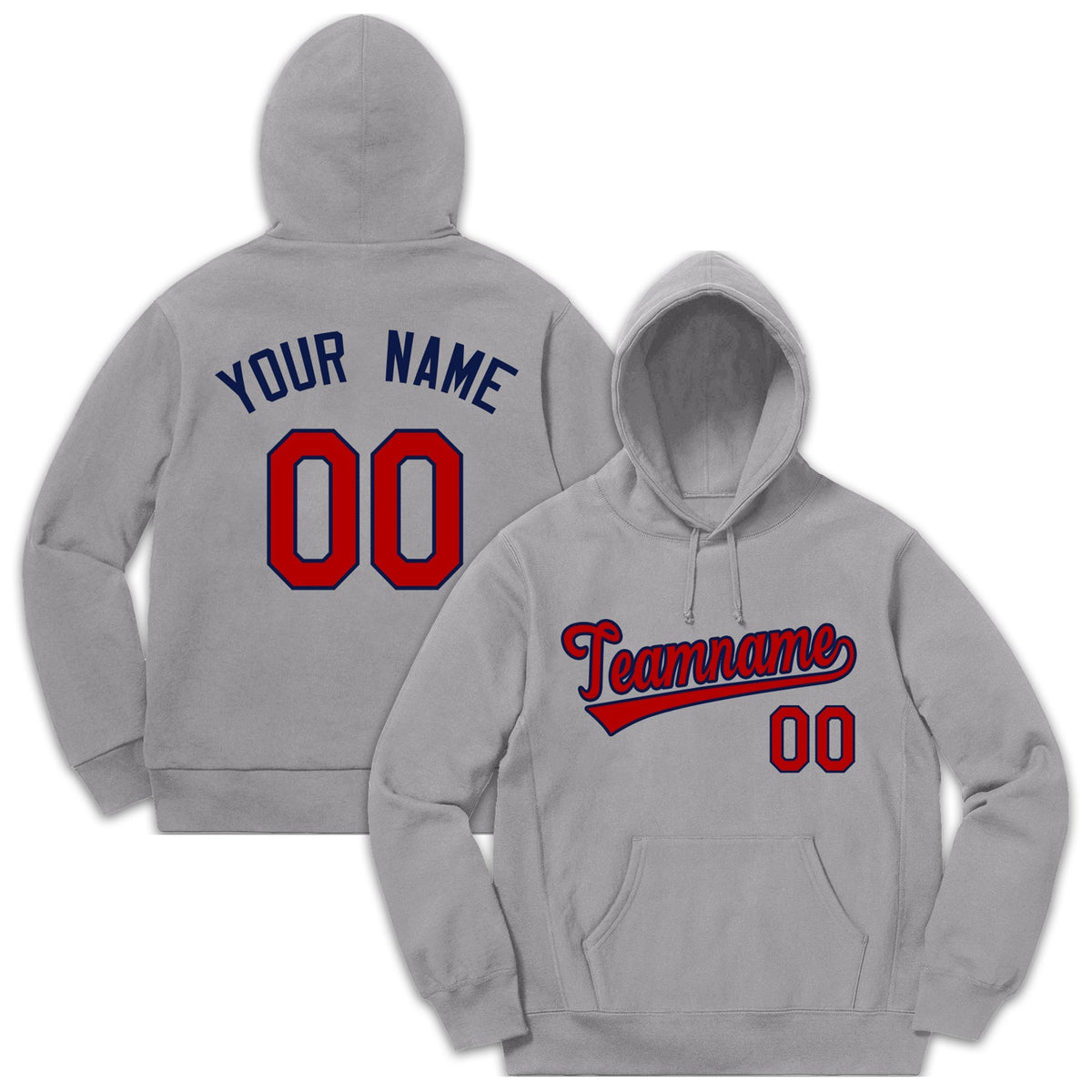 Custom Gray Red-Navy Sport Classic Style Sweatshirt Fashion Hoodie Uniform| KXKSHOP