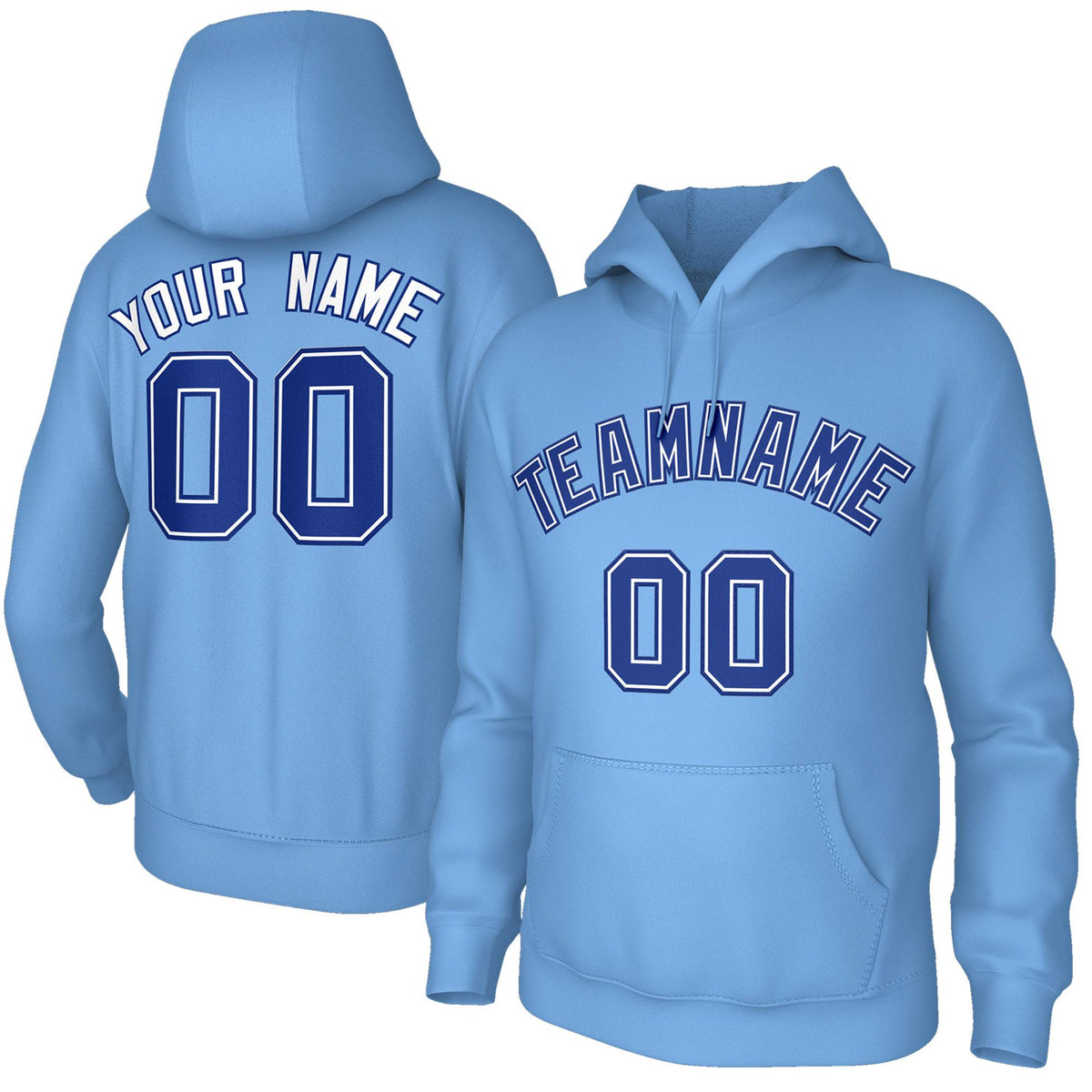 Custom Stitched Light Blue Royal-White Classic Style Sweatshirt Pullover Hoodie| KXKSHOP