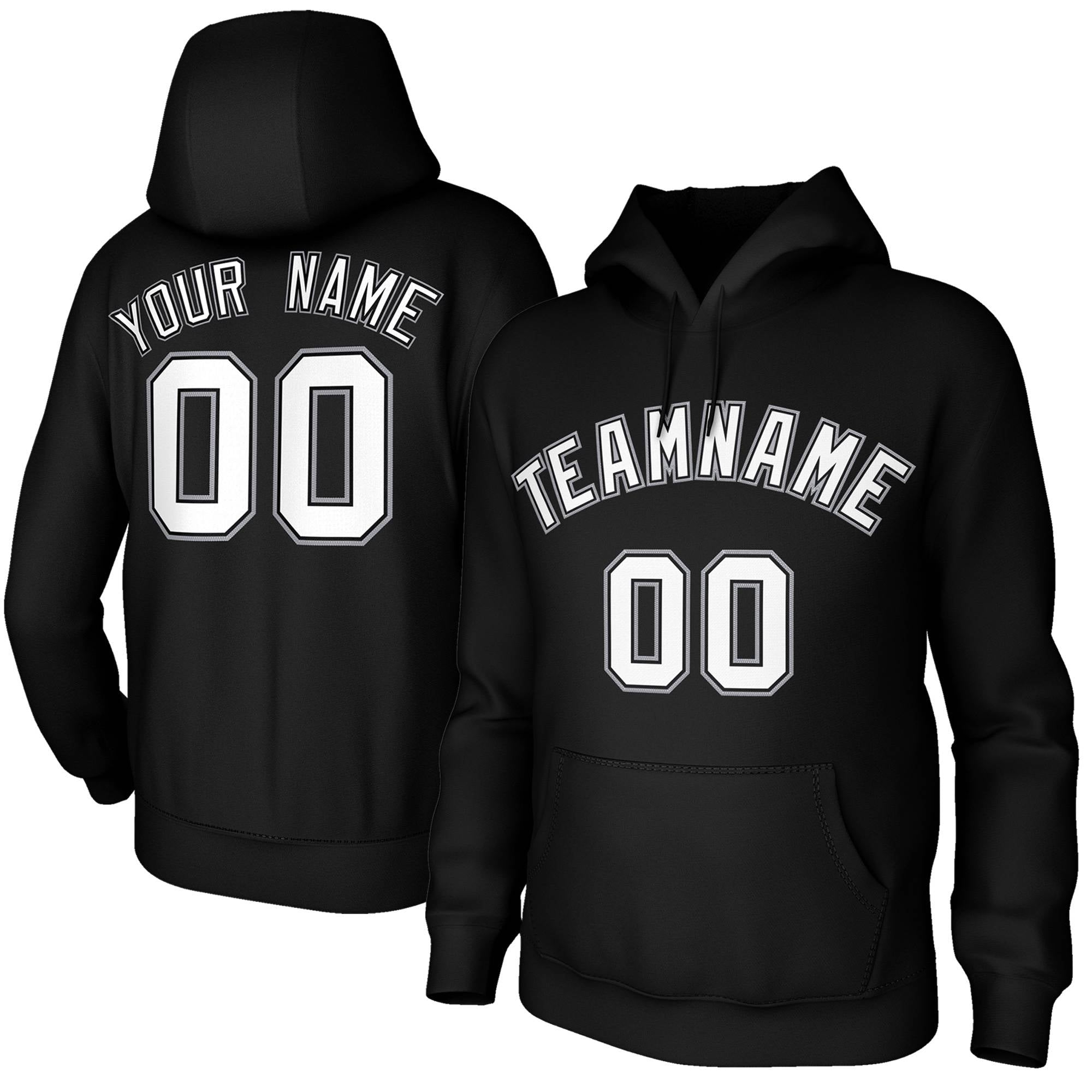 Custom Stitched Black White-Gray Classic Style Sweatshirt Pullover Hoodie| KXKSHOP