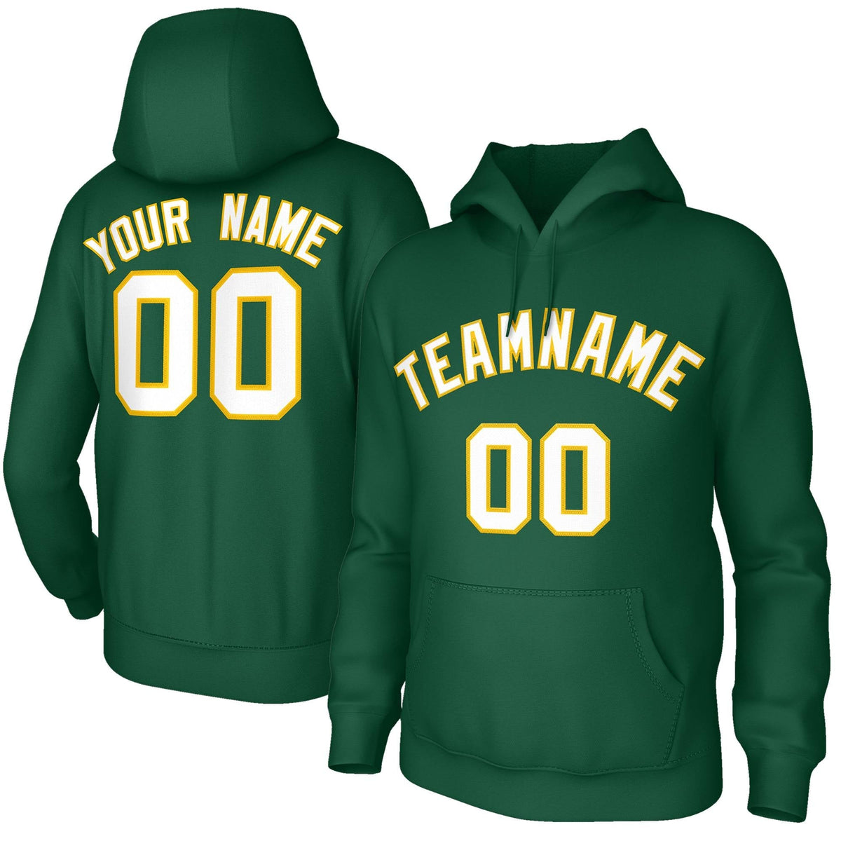 Custom Stitched Green White-Yellow Classic Style Sweatshirt Pullover Hoodie| KXKSHOP