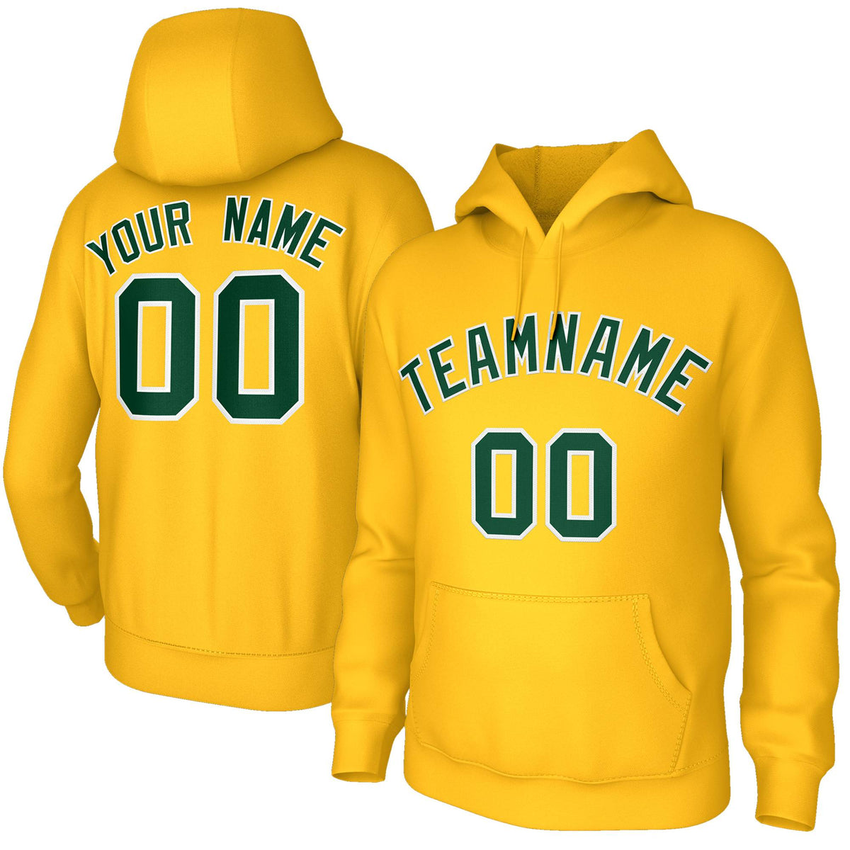 Custom Stitched Gold Green-White Classic Style Sweatshirt Pullover Hoodie| KXKSHOP