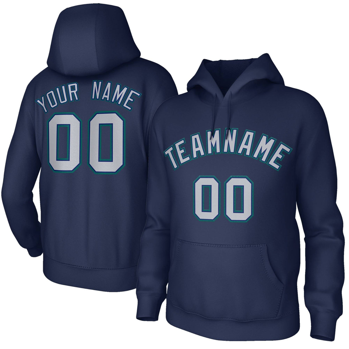 Custom Stitched Navy Gray-Aqua Classic Style Hoodie Training Uniform| KXKSHOP