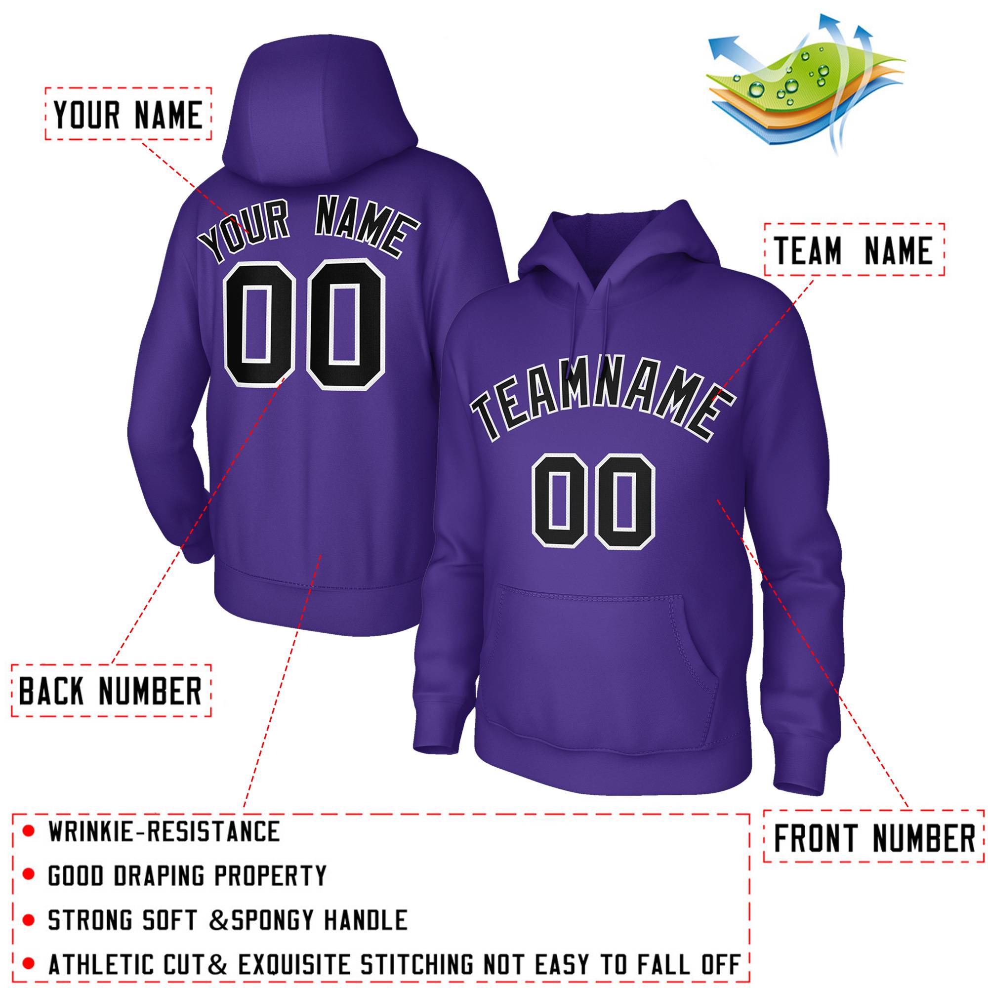 Custom Stitched Purple White Black Classic Style Hoodie Training Uniform| KXKSHOP